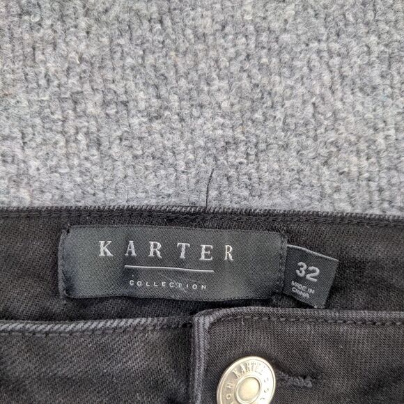 Karter Collection Men's Skinny Leg Jeans 32 Black Side Stripe Distressed - Picture 8 of 11